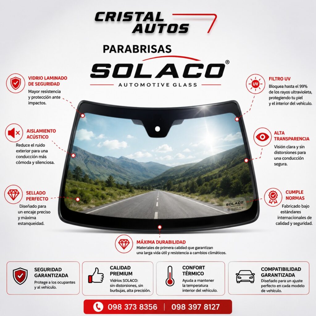 Presentación de los parabrisas SOLACO comercializados por Cristal Autos